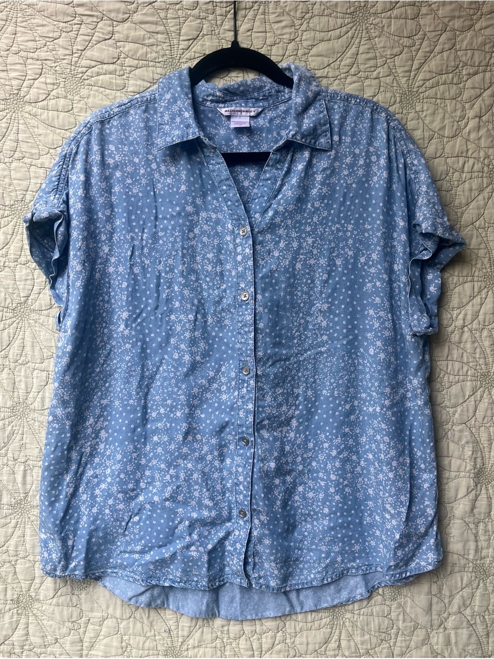 Chambray Floral Button-Up